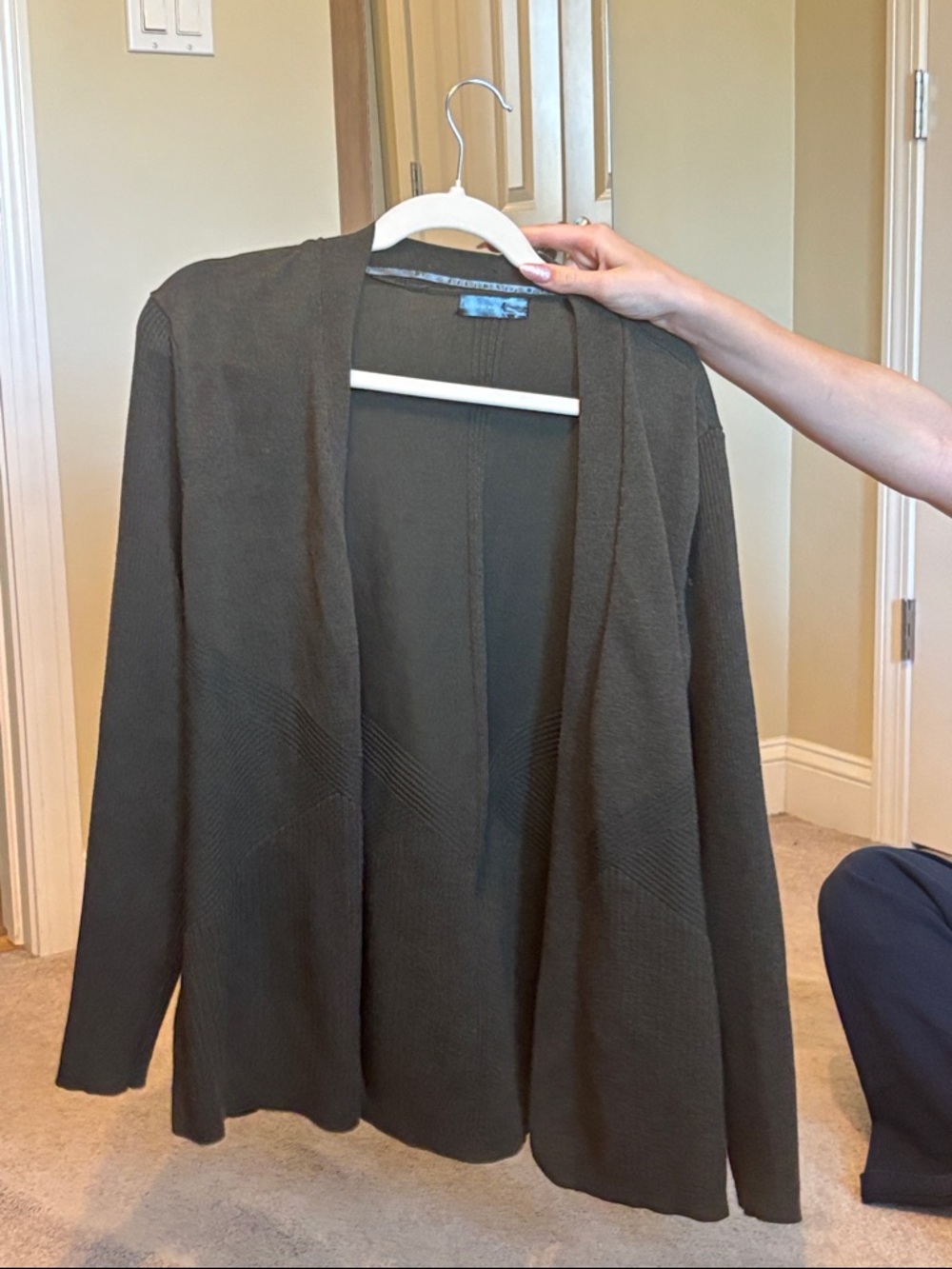 Verve Ami Olive Green Open-Front Cardigan